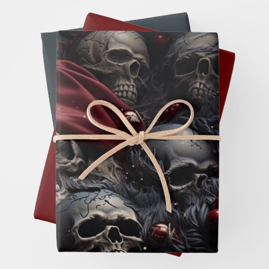 3pc. Packpapier für den Holiday Skull-Umschlag Geschenkpapier Set (Beispiel)