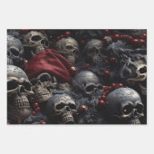 3pc. Packpapier für den Holiday Skull-Umschlag Geschenkpapier Set (Vorderseite)