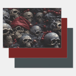 3pc. Packpapier für den Holiday Skull-Umschlag Geschenkpapier Set