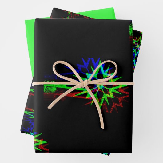 3pc Psychedelic Star Wrapping Paper Geschenkpapier Set (Beispiel)