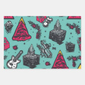 3pc. Rockin's Skull Wrapping Paper Geschenkpapier Set (Vorderseite)