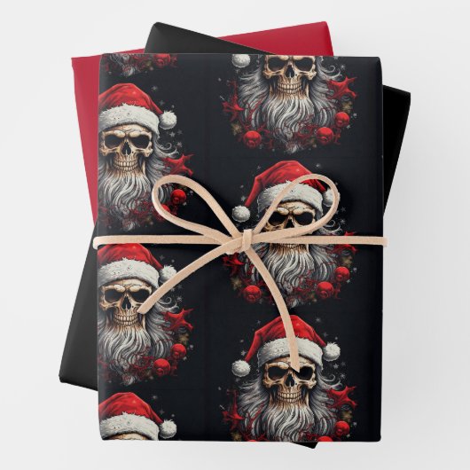 3pc. Santa Skull Wrapping Set Geschenkpapier Set (Beispiel)