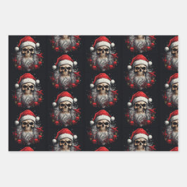 3pc. Santa Skull Wrapping Set Geschenkpapier Set