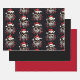 3pc. Santa Skull Wrapping Set Geschenkpapier Set