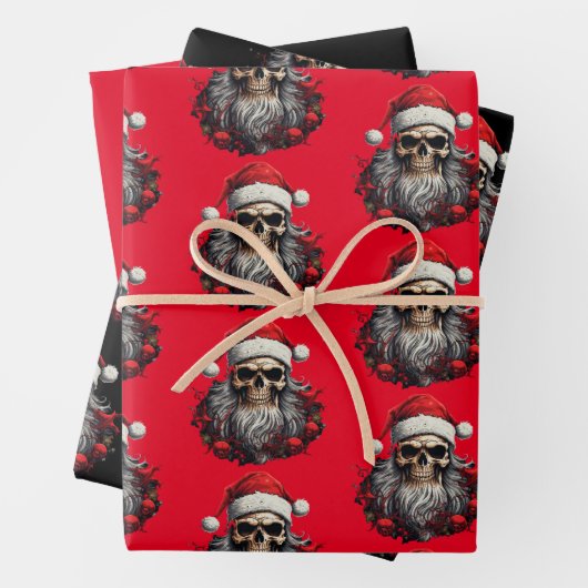 3pc Santa Skull Wrapping Sheets Geschenkpapier Set (Beispiel)