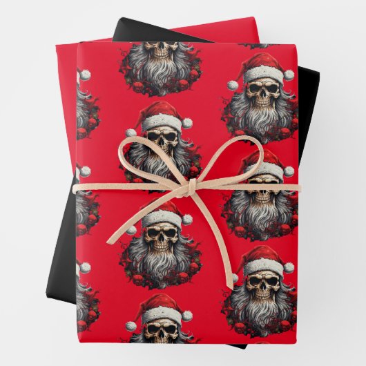 3pc Santa Skull Wrapping Sheets Geschenkpapier Set (Beispiel)