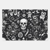 3pc. Schwarz-Weiß-Umhüllungspapier Geschenkpapier Set (Vorderseite)