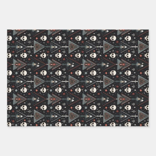 3pc. Skull-Wrapping Geschenkpapier Set (Vorderseite)