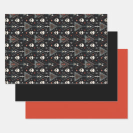 3pc. Skull-Wrapping Geschenkpapier Set