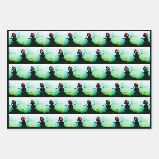 3pc Snowman Wrapping Paper Geschenkpapier Set (Vorderseite)