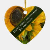 3rd Anniversary Editable Sunflower Keramik Ornament (Vorne)
