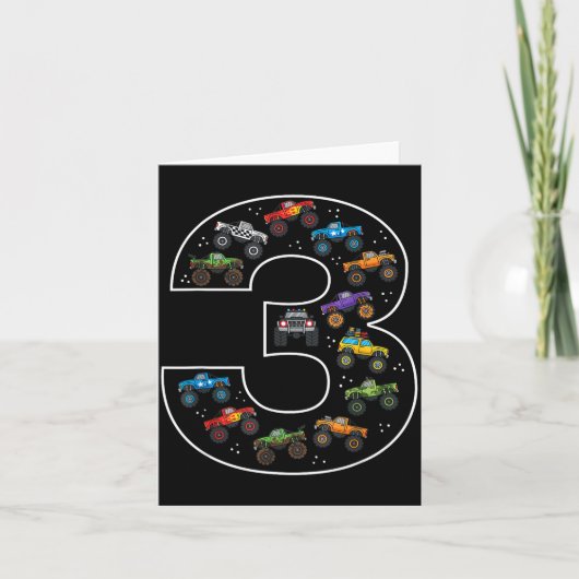 3rd Birthday 3 Year Old Car Boys Monster Truck  Karte (Vorderseite)