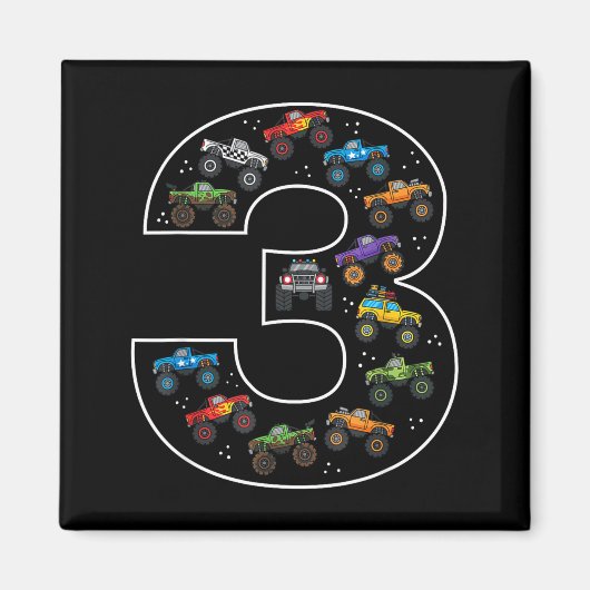 3rd Birthday 3 Year Old Car Boys Monster Truck Magnet (Vorne)