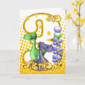 3rd Birthday Card - Cute Little Dragons Karte (Gelbe Blume)