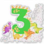 3rd Birthday. Dinosaur Design. My third birthday.  Aufkleber (Vorderseite)