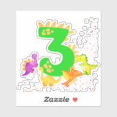 3rd Birthday. Dinosaur Design. My third birthday.  Aufkleber (Blatt)
