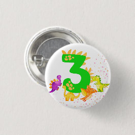 3rd Birthday. Dinosaur Design. My third birthday. Button