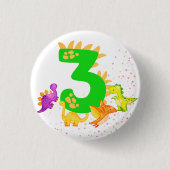 3rd Birthday. Dinosaur Design. My third birthday.  Button (Vorderseite)