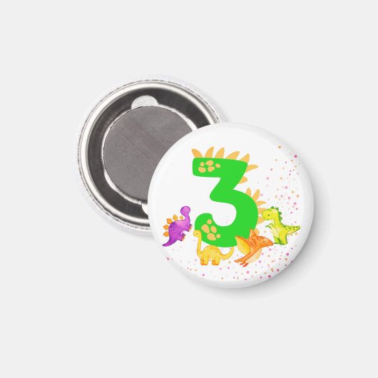 3rd Birthday. Dinosaur Design. My third birthday.  Magnet (Vorderseite/Rückseite)