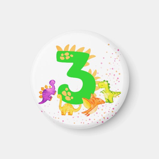 3rd Birthday. Dinosaur Design. My third birthday. Magnet (Vorne)
