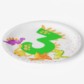 3rd Birthday. Dinosaur Design. My third birthday.  Pappteller (Schrägansicht)