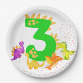 3rd Birthday. Dinosaur Design. My third birthday.  Pappteller (Vorderseite)