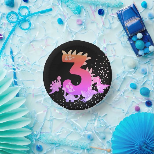3rd Birthday. Dinosaur Design. My third birthday.  Pappteller (Party)