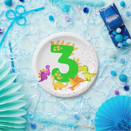 3rd Birthday. Dinosaur Design. My third birthday. Pappteller (Party)