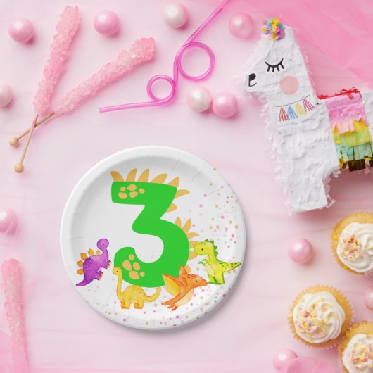 3rd Birthday. Dinosaur Design. My third birthday. Pappteller (Party)