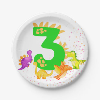 3rd Birthday. Dinosaur Design. My third birthday.  Pappteller