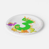 3rd Birthday. Dinosaur Design. My third birthday.  Pappteller (Schrägansicht)