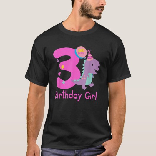 3rd Birthday Dinosaur Girl T Rex Matching Family P T-Shirt (Vorderseite)