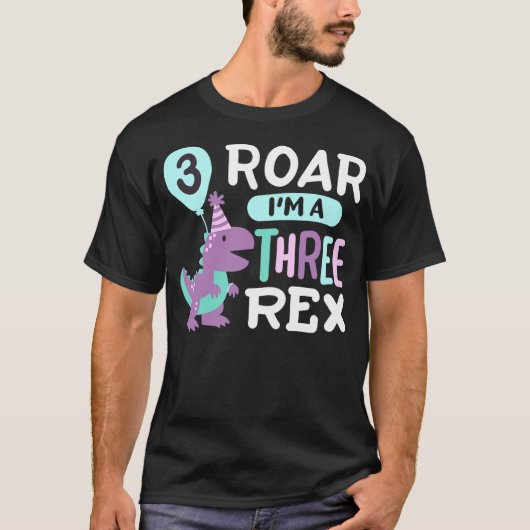 3rd Birthday Dinosaur T Rex Roar Three Rex 3 Years T-Shirt (Vorderseite)