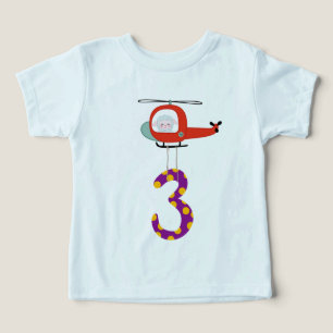 3rd Birthday Firefighter Helicopter Shirt