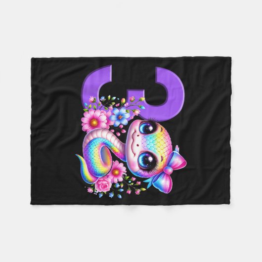 3rd Birthday Girl Snake Party Rainbow Coquette Bow Fleecedecke (Vorderseite (Horizontal))
