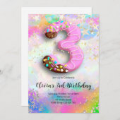 3rd Birthday Girls Invitation Einladung (Vorne/Hinten)