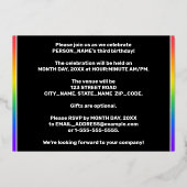 3rd Birthday Party — Fun, Colorful Stars Pattern Folieneinladung (Rückseite)