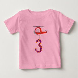 3rd Birthday Shirt, Helicopter, Sheep Fire Fighter Baby T-shirt