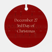 3rd Day of Christmas Three French Hens Ornament (Rückseite)