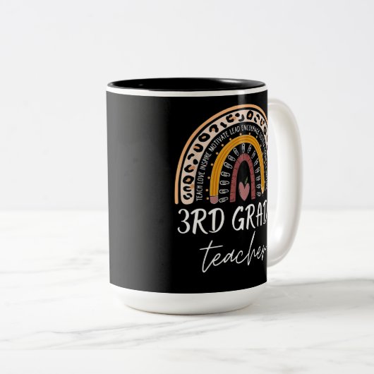 3rd grad teacher back to school leopard rainbow zweifarbige tasse (VorderseiteRechts)