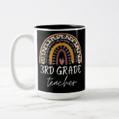 3rd grad teacher back to school leopard rainbow zweifarbige tasse (Links)