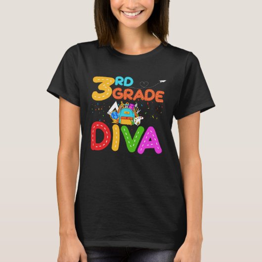 3rd Grade Diva First Day of School T-Shirt (Vorderseite)