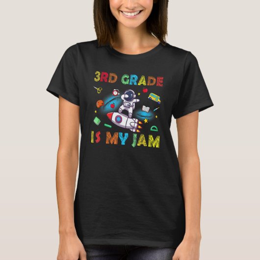3rd Grade Is My Jam Dabbing Astronaut Teacher Back T-Shirt (Vorderseite)