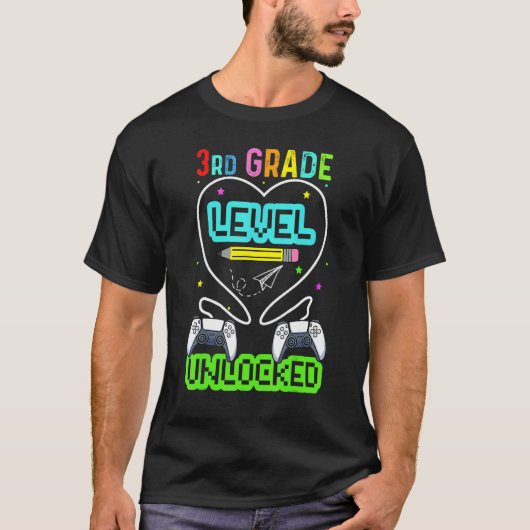 3rd Grade Level Unlocked First Day Back To School T-Shirt (Vorderseite)