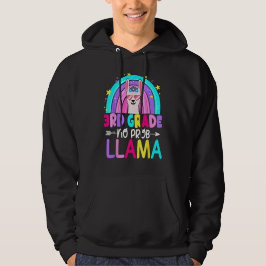 3rd Grade No Prob Llama Rainbow Back To School Tea Hoodie (Vorderseite)