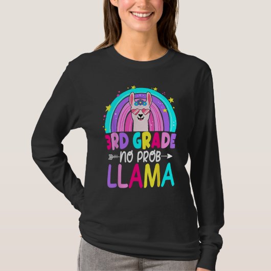 3rd Grade No Prob Llama Rainbow Back To School Tea T-Shirt (Vorderseite)