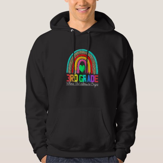 3rd grade rainbow leopard teacher team third grade hoodie (Vorderseite)