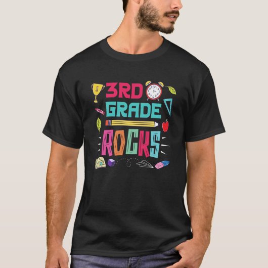 3rd grade rocks student rocking 3rd grade teacher T-Shirt (Vorderseite)