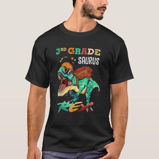 3rd Grade Saurus Rex Rex Dinosaur Back To School T-Shirt (Vorderseite)