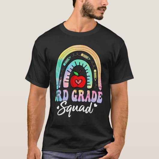 3rd Grade Squad Back To School Rainbow Teacher Gir T-Shirt (Vorderseite)